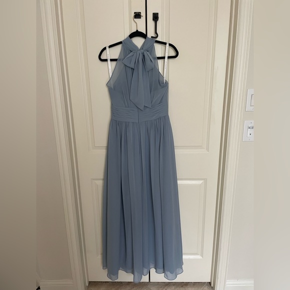 AZAZIE IMAN
A-Line Ruched Chiffon Floor-Length Dress Steel Blue size A6 - Picture 3 of 4